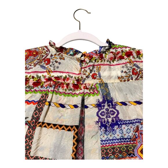 Johnny Was Womens top small? Silk patchwork boho hippie - Picture 8 of 15